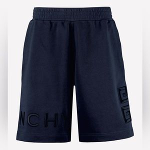 Like New Men’s Large Givenchy Bermuda Drawstring Shorts 4G Logo Embroidered Navy